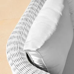 MOBELLIA Salon de jardin en résine tressée 4 places 4 pcs Calvi Blanc Tressé Blanc - Blanc Sale