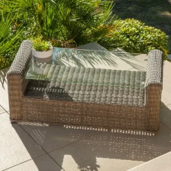 MOBELLIA Salon de jardin en résine tressée 7 places 5 pcs Calvi Sepia et gris foncé Tressé Sepia - Anthracite