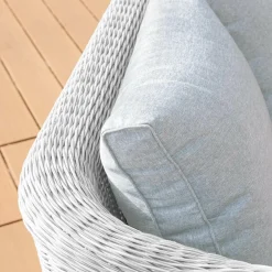MOBELLIA Salon de jardin en résine tressée 4 places 4 pcs Calvi Blanc et gris clair Tressé Blanc - Gris clair Outlet