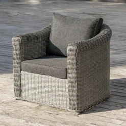 MOBELLIA Salon de jardin en résine tressée 5 places 4 pcs Calvi Gris et gris foncé Tressé Gris - Anthracite New