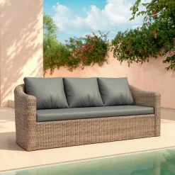 MOBELLIA Salon de jardin en résine tressée 5 places 4 pcs Calvi Sepia et gris foncé Tressé Sepia - Anthracite Online