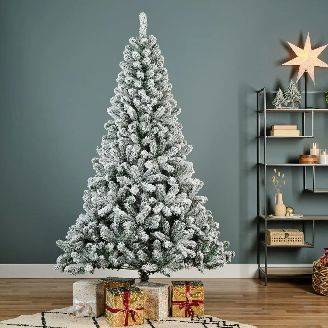 EMINZA Sapin artificiel de Noël (H300 cm) King Vert enneigé Sapin enneigé Discount