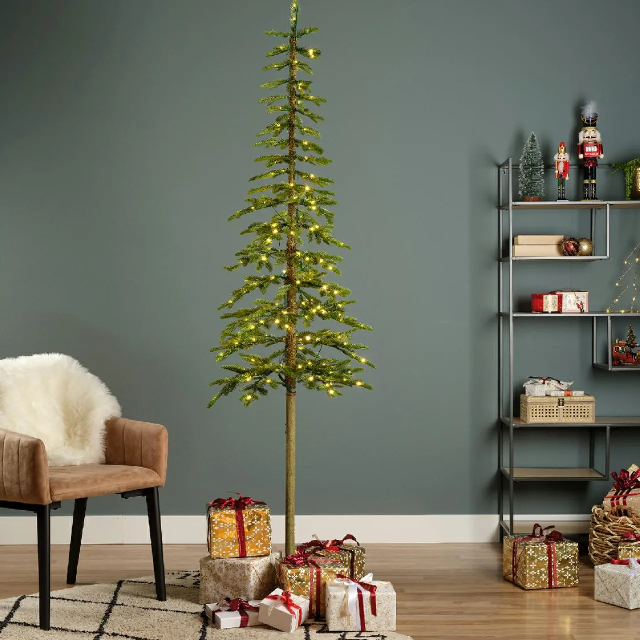 EMINZA Sapin de Noël artificiel lumineux 250 LED (H240 cm) Sierra Vert sapin Sapin vert lumineux New