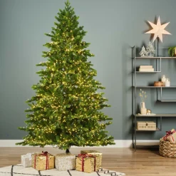 EMINZA Sapin de Noël artificiel lumineux 4000 LED (H210 cm) Caucasia Nordmann Vert sapin Sapin vert lumineux