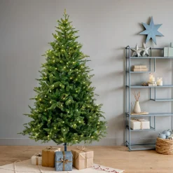 EMINZA Sapin de Noël artificiel lumineux 480 LED (H210 cm) Idaho Vert sapin Sapin vert lumineux Clearance