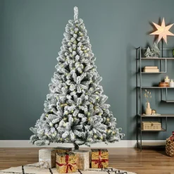 EMINZA Sapin de Noël artificiel lumineux 640 LED (H300 cm) King Vert enneigé Sapin enneigé lumineux Outlet