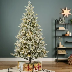 EMINZA Sapin de Noël artificiel lumineux 560 LED (H240 cm) Allix Vert enneigé Sapin enneigé lumineux Online