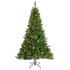 EMINZA Sapin de Noël artificiel lumineux 320 LED (H210 cm) King Vert sapin Sapin vert lumineux Hot