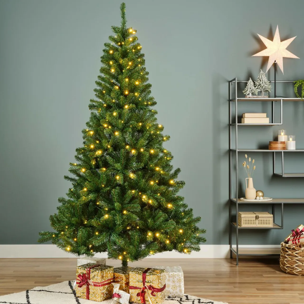 EMINZA Sapin de Noël artificiel lumineux 400 LED (H240 cm) King Vert sapin Sapin vert lumineux Best