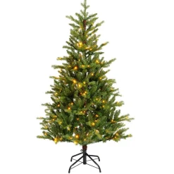 EMINZA Sapin de Noël artificiel lumineux (220 LED) H150 cm Allix Vert sapin Sapin vert lumineux New