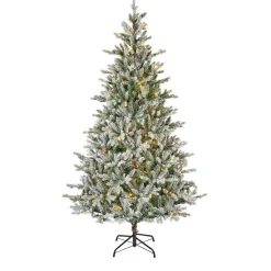 EMINZA Sapin de Noël artificiel lumineux 320 LED (H180 cm) Allix Vert enneigé Sapin enneigé lumineux New