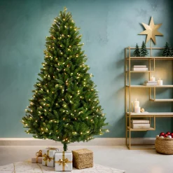 EMINZA Sapin de Noël artificiel lumineux 320 LED (H180 cm) Barrow Vert sapin Sapin vert lumineux Discount