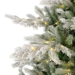 EMINZA Sapin de Noël artificiel lumineux 400 LED (H180 cm) Glorious Vert enneigé Sapin enneigé lumineux
