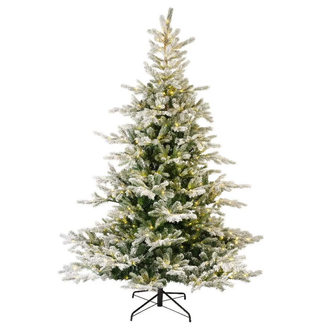 EMINZA Sapin de Noël artificiel lumineux 400 LED (H180 cm) Glorious Vert enneigé Sapin enneigé lumineux