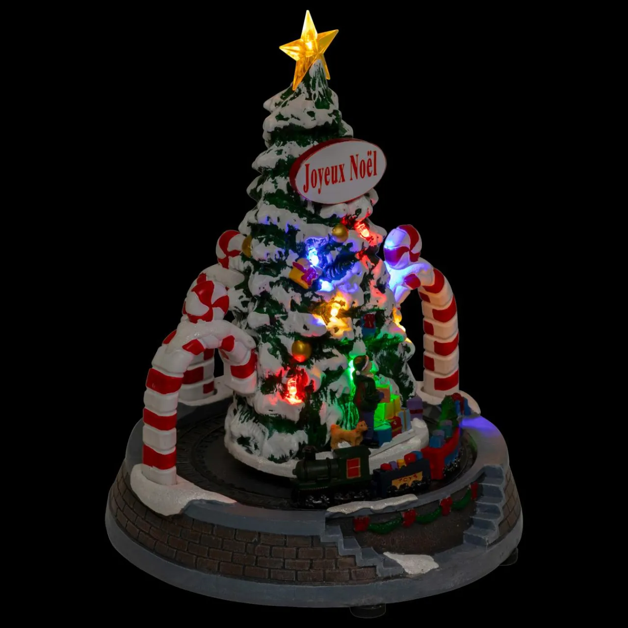 JJA Sapin de Noël lumineux et animé à piles (H24 cm) Arches sucre d'orge Multicolore Sale