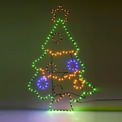 KOOPMAN Sapin de Noël lumineux 201 LED (H80 cm) Néon effet flash Multicolore