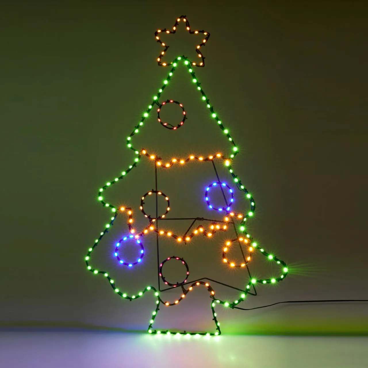 KOOPMAN Sapin de Noël lumineux 201 LED (H80 cm) Néon effet flash Multicolore