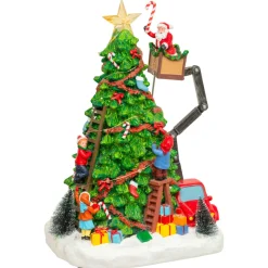 JJA Sapin de Noël musical et animé (H39 cm) Père Noël en nacelle Multicolore Clearance