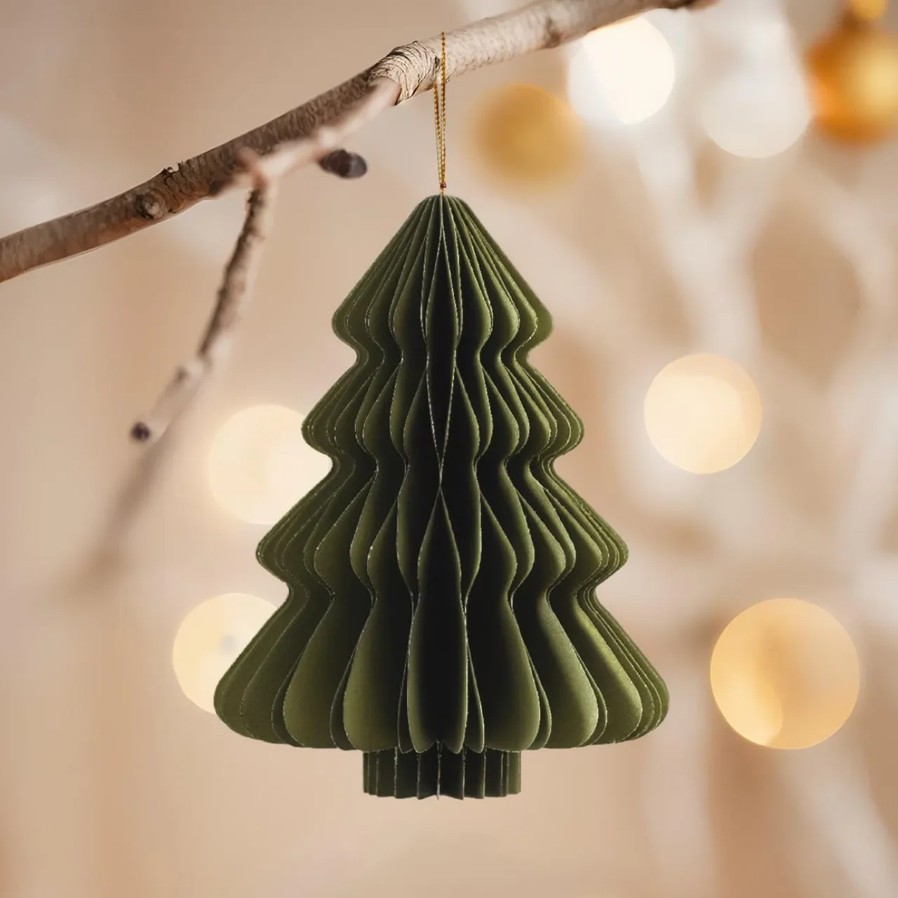 KAEMINGK Sapin en papier à suspendre (H15 cm) Fermeture Magnétique Vert romarin Online