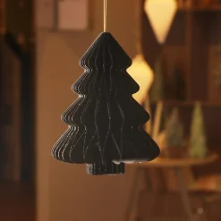 KAEMINGK Sapin en papier à suspendre (H15 cm) fermeture Magnétique Noir