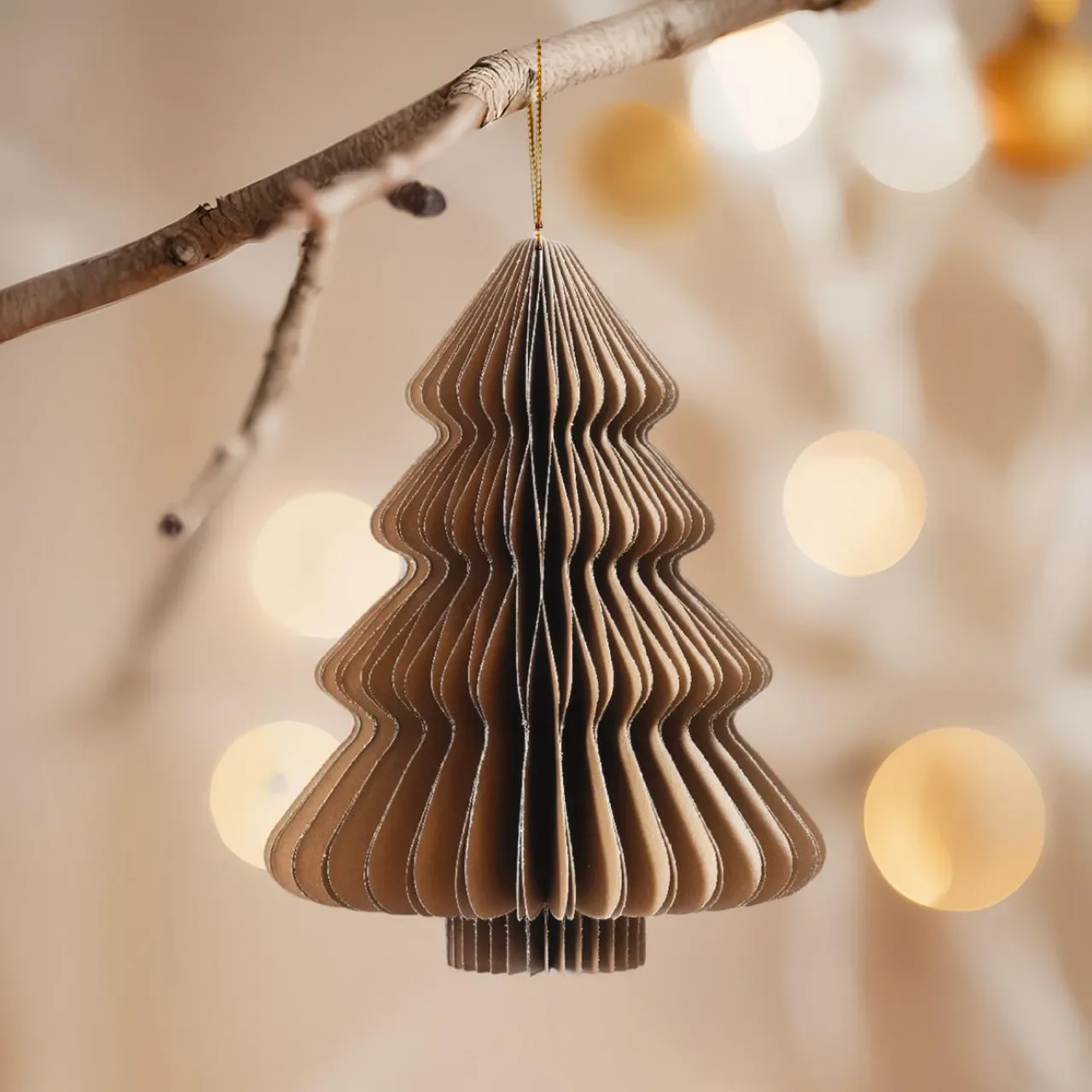 KAEMINGK Sapin en papier à suspendre (H15 cm) Fermeture Magnétique Brun Marron