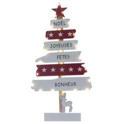 Feeric Lights & Christmas Sapin lumineux en bois à piles (H50 cm) Blanc chaud Hot