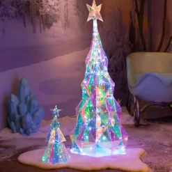KAEMINGK Sapin lumineux 120 Micro LED (H110 cm) Ice Blanc froid Transparent irisé