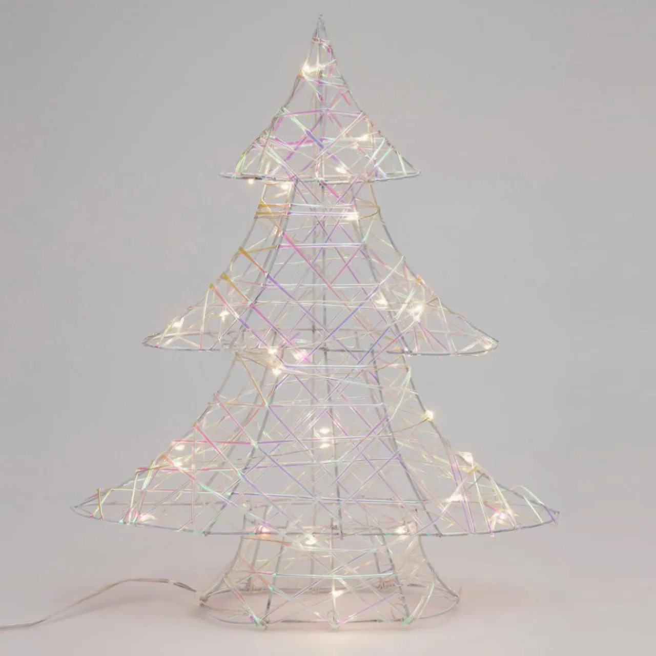 KOOPMAN Sapin lumineux à piles 30 LED (H40 cm) Féerie de Noël Irisé et blanc chaud Transparent irisé New