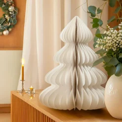 KAEMINGK Sapin papier à poser (H60 cm) Fermeture Magnétique Blanc Outlet