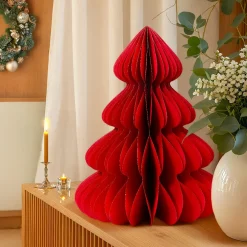 KAEMINGK Sapin papier à poser (H60 cm) Fermeture Magnétique Rouge