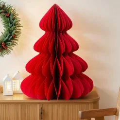 KAEMINGK Sapin papier à poser (H90 cm) Fermeture Magnétique Rouge Clearance