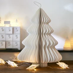 KAEMINGK Sapin papier à suspendre (H40 cm) Fermeture Magnétique Blanc Outlet