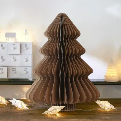 KAEMINGK Sapin papier à suspendre (H40 cm) Fermeture Magnétique Brun Marron Hot