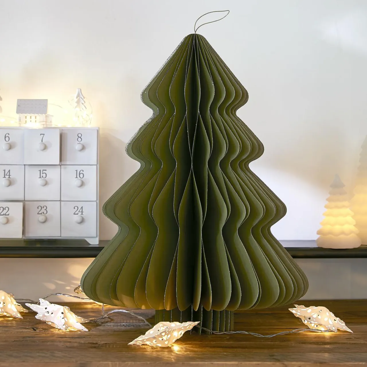 KAEMINGK Sapin papier à suspendre (H40 cm) Fermeture Magnétique Vert Outlet