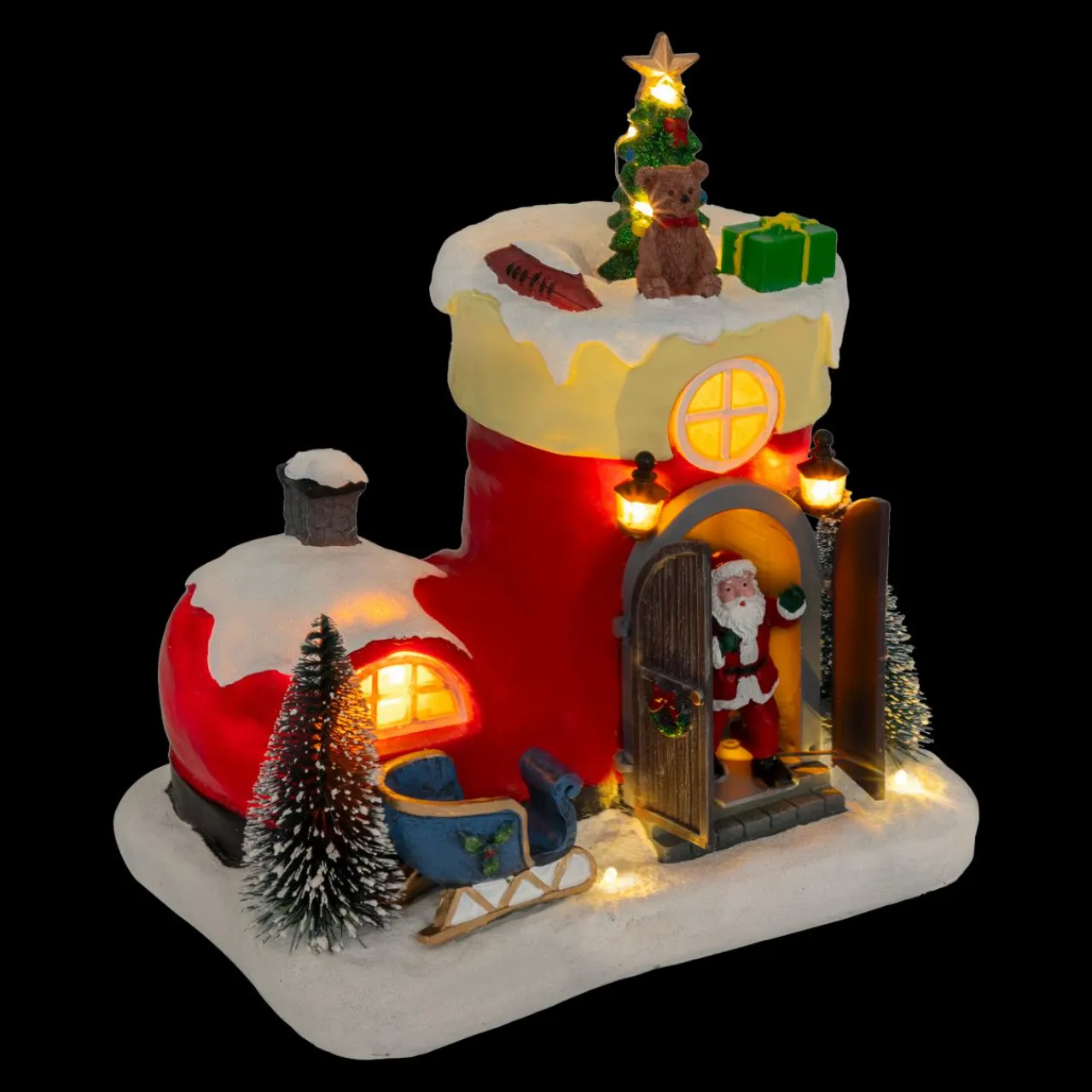 JJA Scène de vie animée et musicale (H22 cm) Botte du Père Noël Multicolore Best