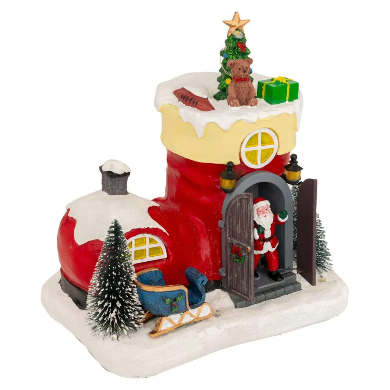 JJA Scène de vie animée et musicale (H22 cm) Botte du Père Noël Multicolore Best
