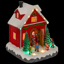 JJA Scène de vie illuminée et animée (H18 cm) Père Noël et enfants Multicolore Sale