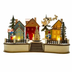 BLACHERE Scène de vie illuminée 10 LED (H18 cm) Village coloré Multicolore Clearance