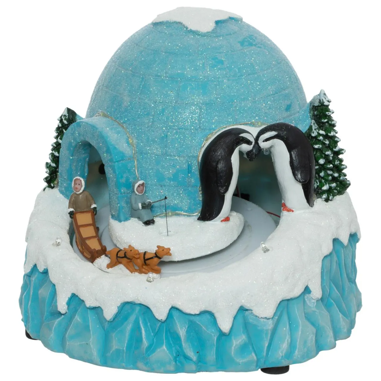 FEERIC LIGHTS Scène de vie illuminée, musicale et animée (H22 cm) Igloo et chiens de traineaux