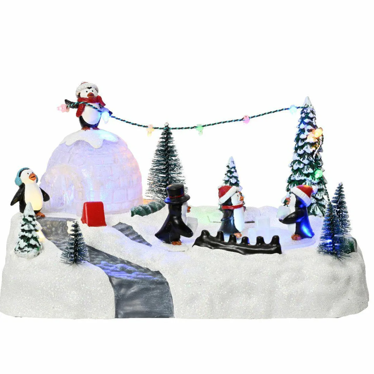 KAEMINGK Scène de vie illuminée à piles Aire de jeu des pingouins Multicolore Clearance