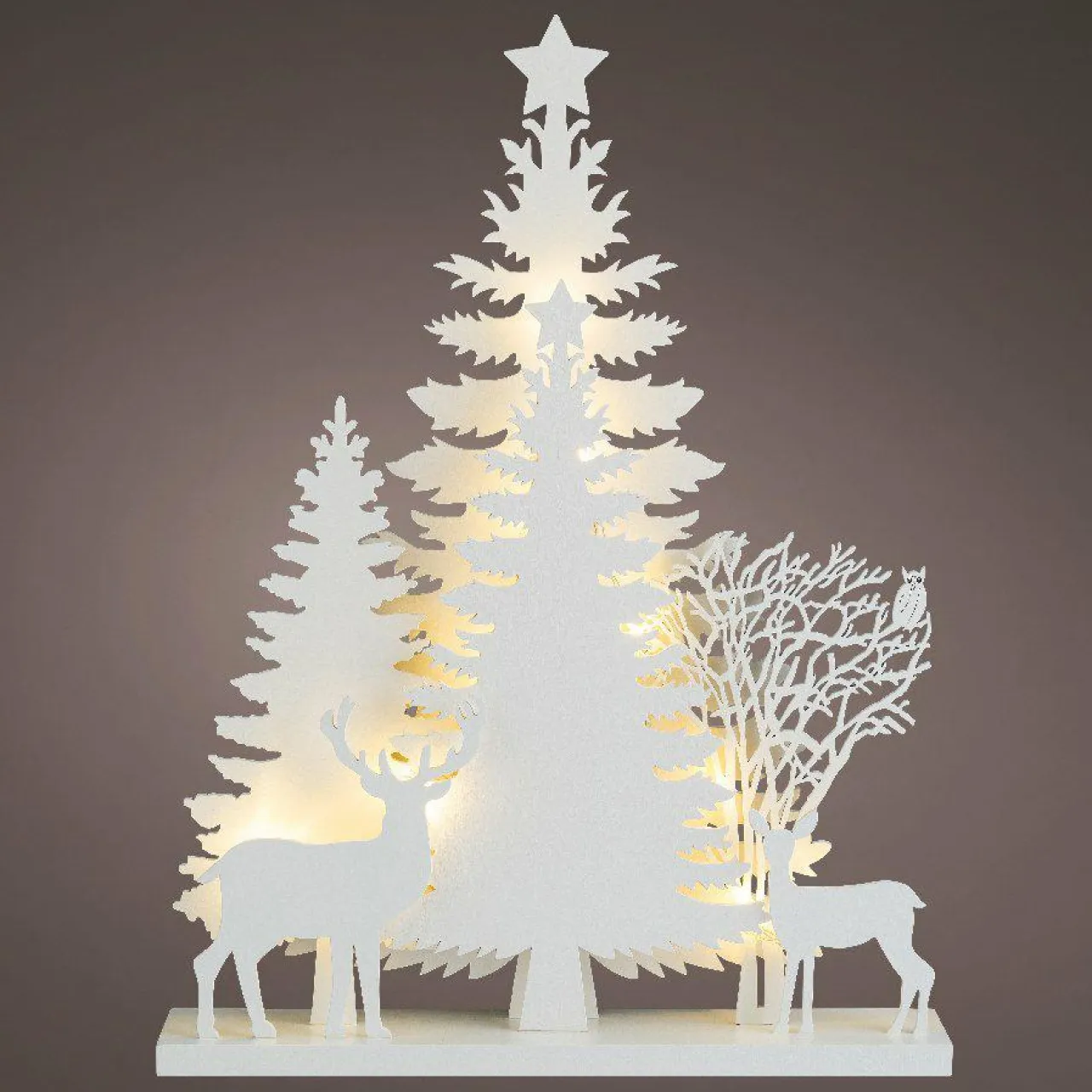 KAEMINGK Scène lumineuse en bois à piles (H40 cm) Forêt Blanc chaud