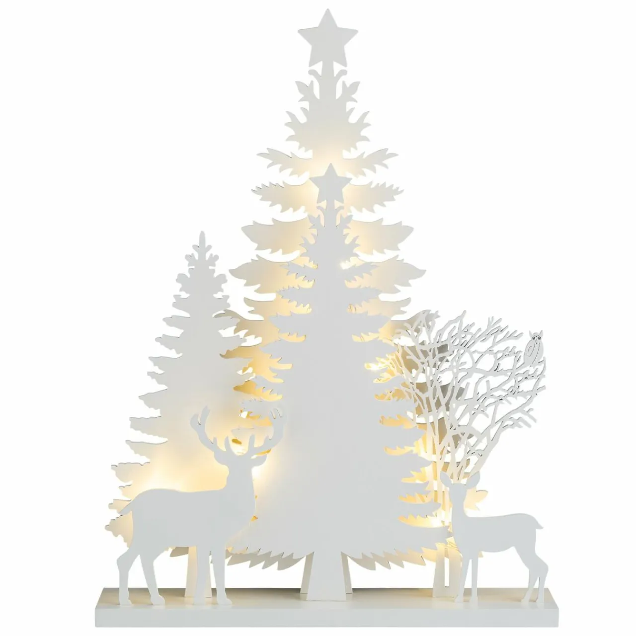 KAEMINGK Scène lumineuse en bois à piles (H40 cm) Forêt Blanc chaud