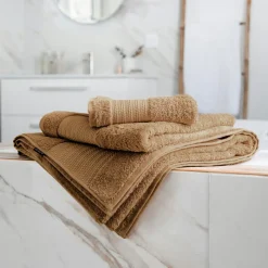 EMINZA Serviette de bain coton bio (70 x 130 cm) Méline Camel New