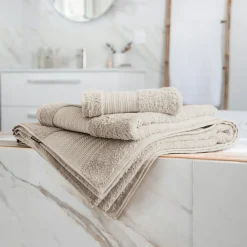 EMINZA Serviette de bain coton bio (70 x 130 cm) Méline pampa Beige Discount