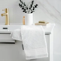 EMINZA Serviette de bain coton bio (30 x 50 cm) Méline chantilly Blanc Online