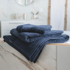 EMINZA Serviette de bain coton bio (50 x 90 cm) Méline Bleu nuit Outlet