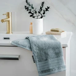 EMINZA Serviette de bain coton bio (30 x 50 cm) Méline Bleu glacier Outlet
