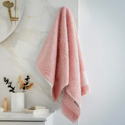 EMINZA Serviette de bain coton bio (50 x 90 cm) Méline Rose Pêche Hot