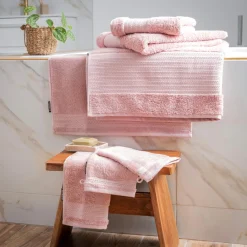 EMINZA Serviette de bain coton bio (50 x 90 cm) Méline Rose Pêche Hot