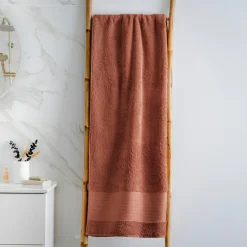 EMINZA Serviette de bain coton bio (90 x 150 cm) Méline Terracotta Clearance